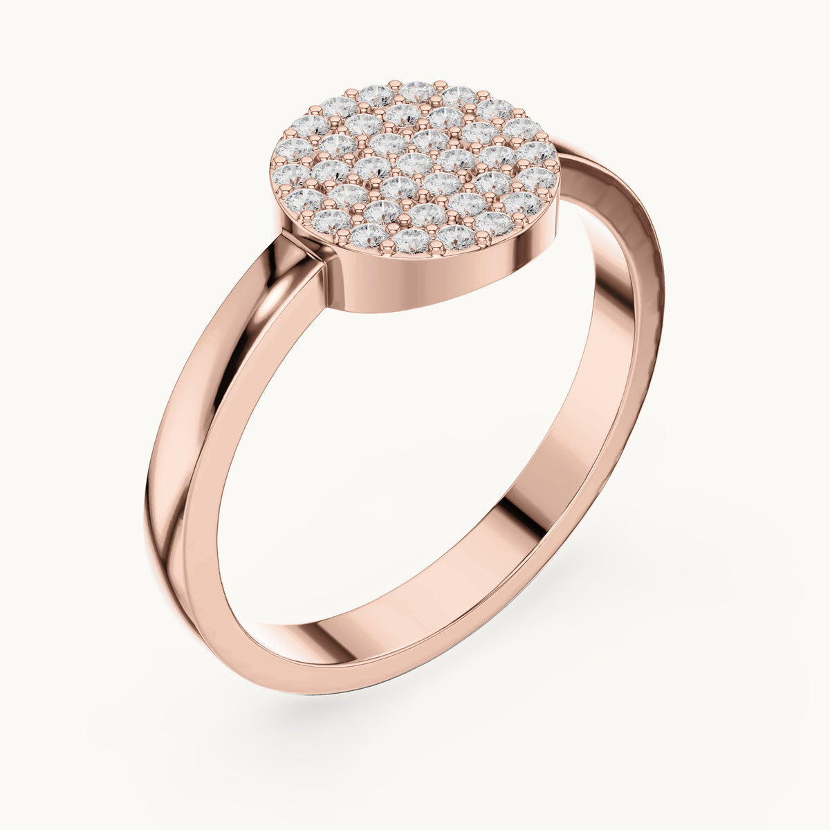 Round lab-grown diamond pavé disc ring in rose gold, 0.22 CT TW, view 2