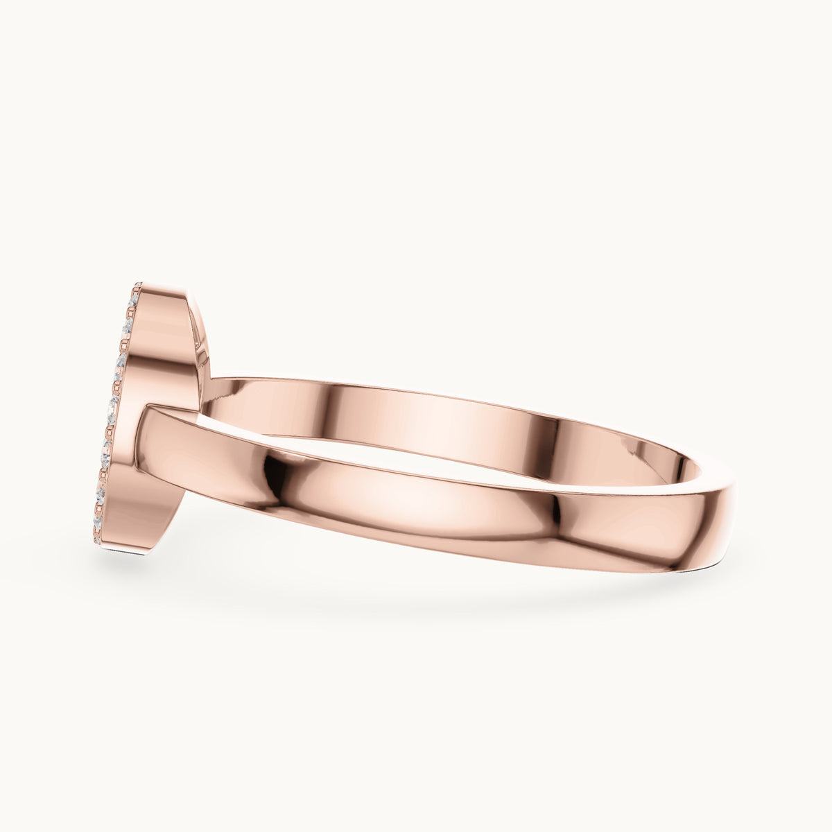 Round lab-grown diamond pavé disc ring in rose gold, 0.22 CT TW, view 3