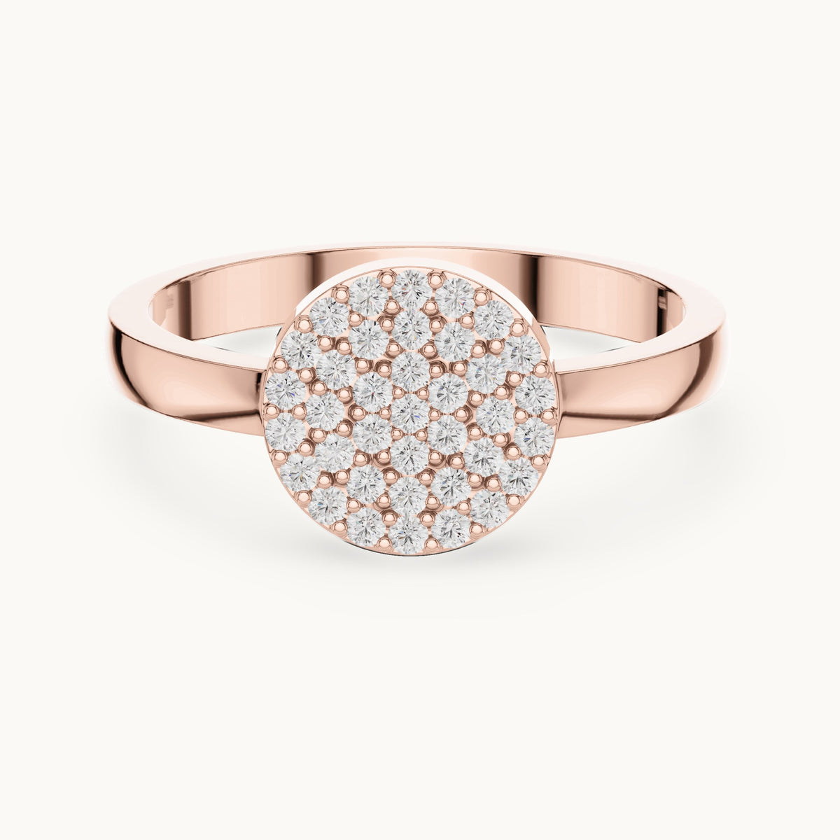 Round lab-grown diamond pavé disc ring in rose gold, 0.22 CT TW, view 4