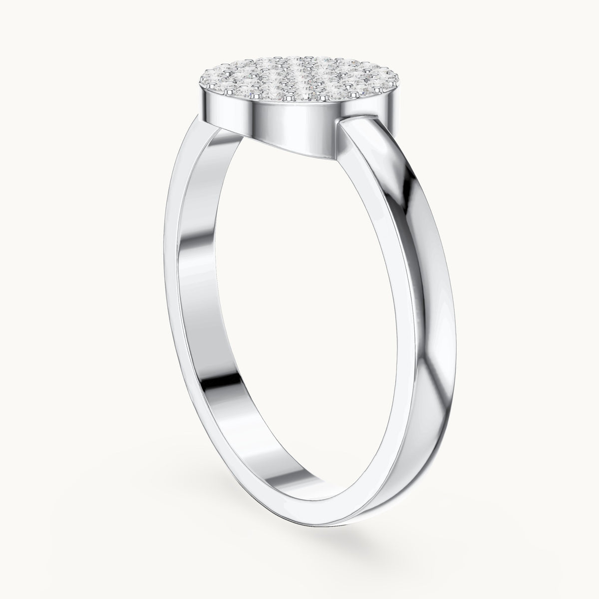 Round lab-grown diamond pavé disc ring in white gold, 0.22 CT TW, view 1