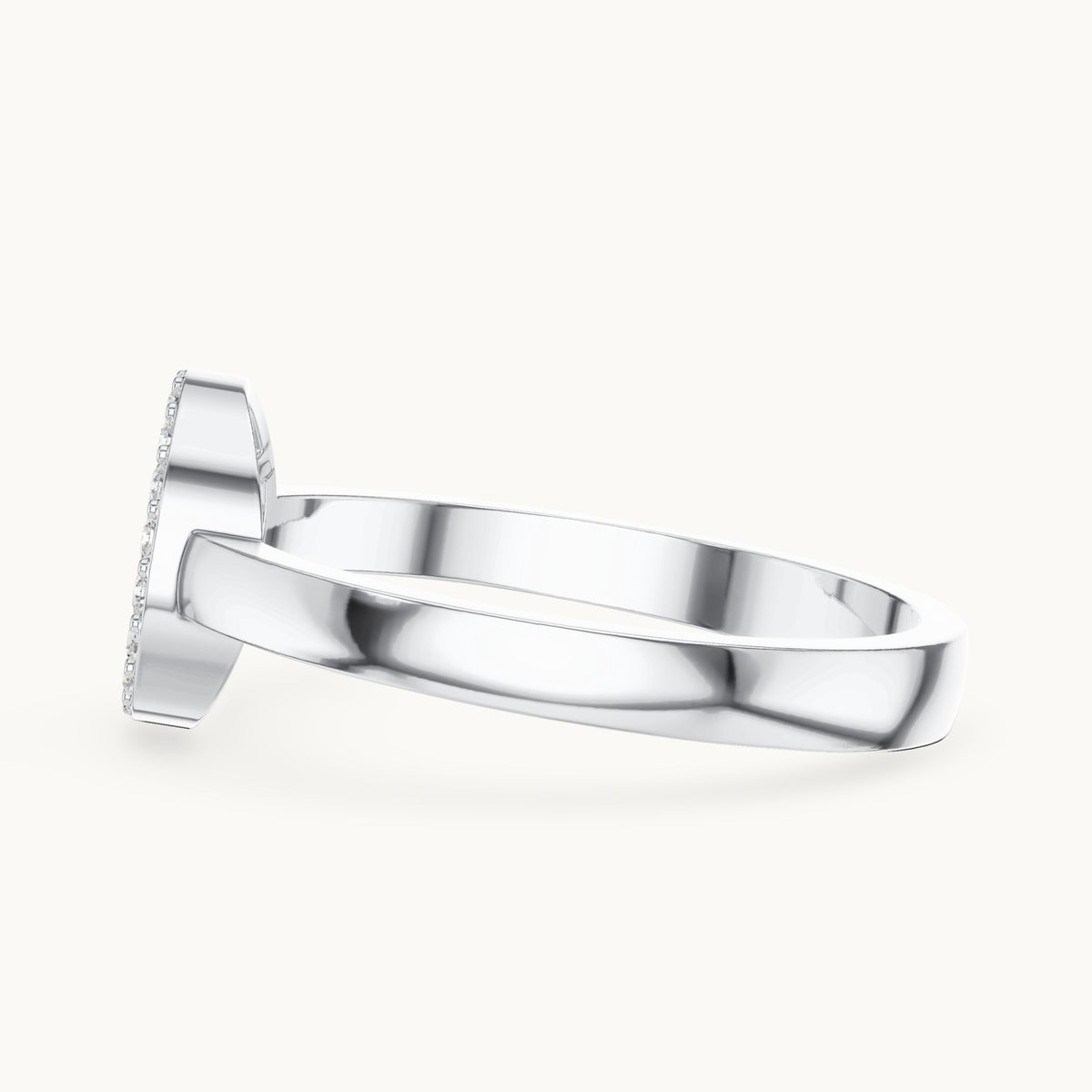 Round lab-grown diamond pavé disc ring in white gold, 0.22 CT TW, view 3
