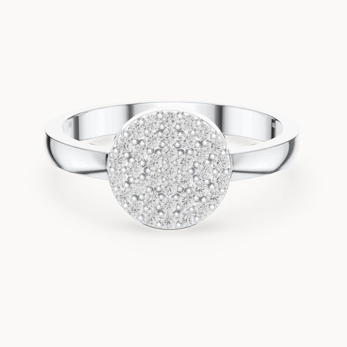 Round lab-grown diamond pavé disc ring in white gold, 0.22 CT TW, view 4
