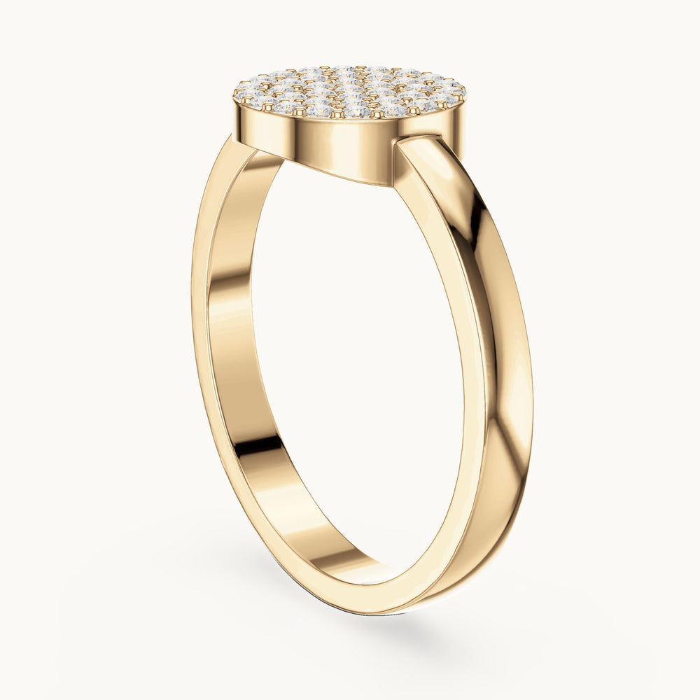 Round lab-grown diamond pavé disc ring in yellow gold, 0.22 CT TW, view 1