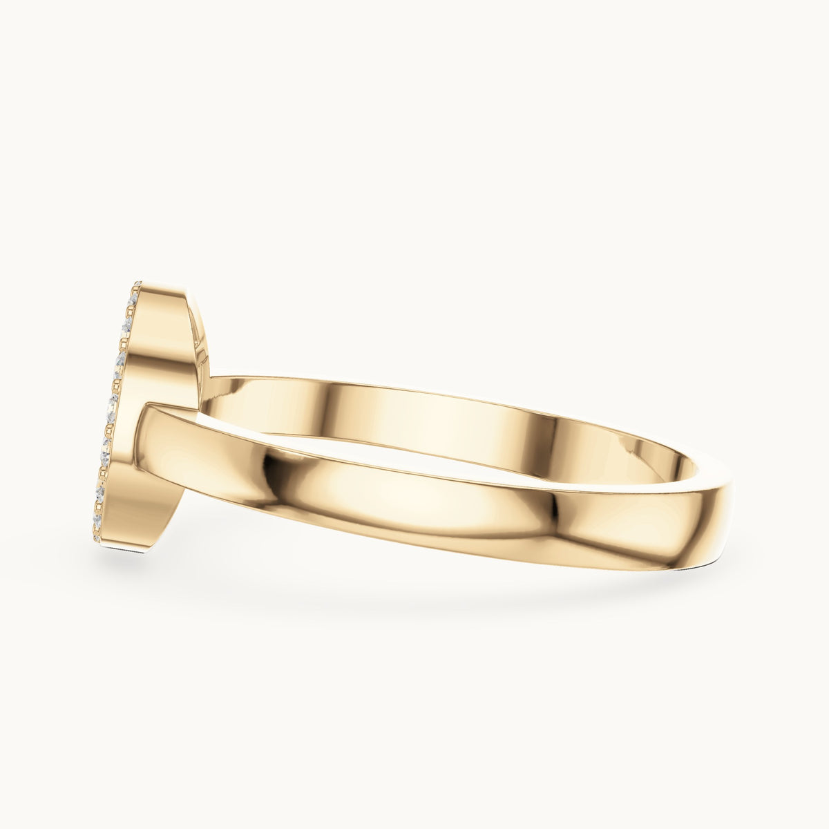 Round lab-grown diamond pavé disc ring in yellow gold, 0.22 CT TW, view 3