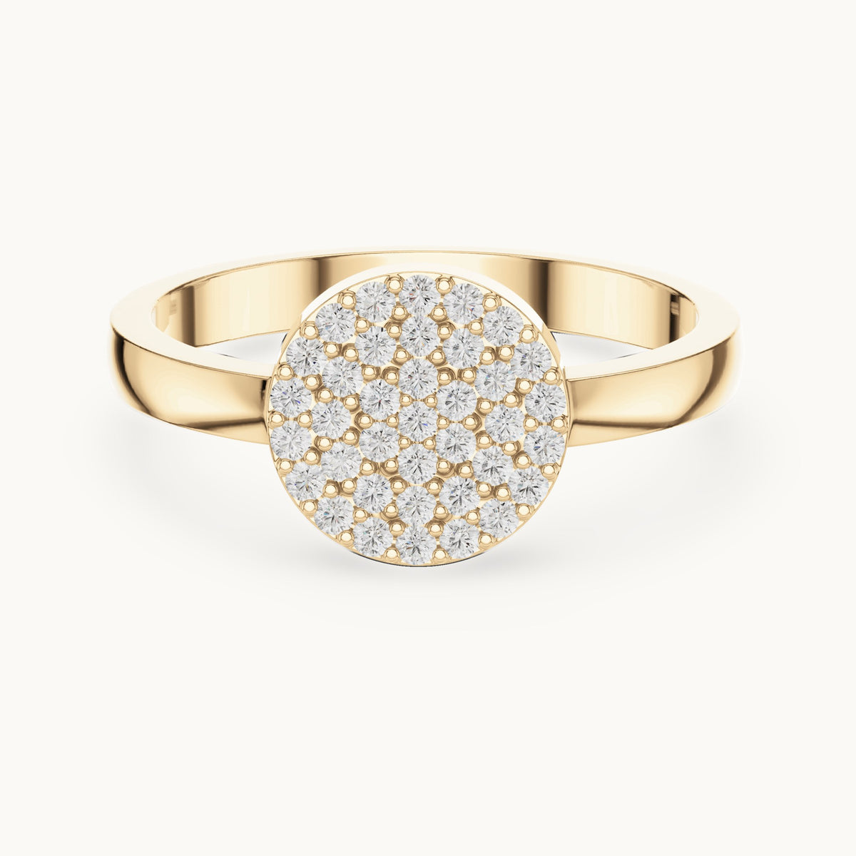 Round lab-grown diamond pavé disc ring in yellow gold, 0.22 CT TW, view 4