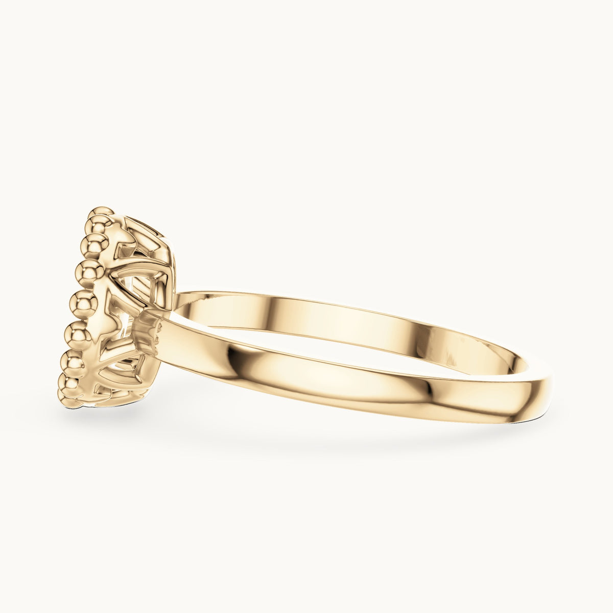 Round lab-grown diamond cluster ring with beaded frame in yellow gold, 0.17 CT TW, view 3
