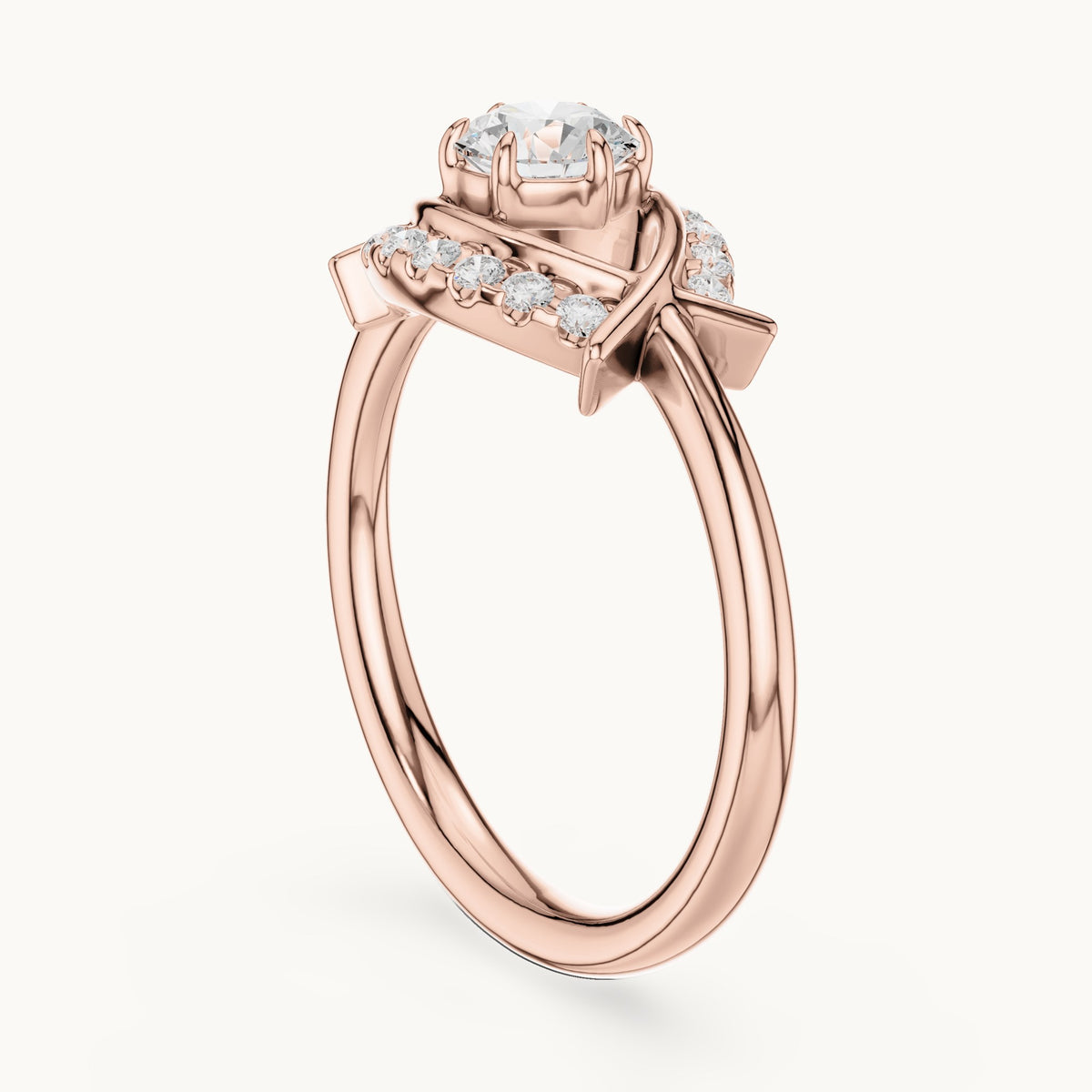 Round lab-grown diamond eye motif ring in rose gold, 0.64 CT TW, view 1