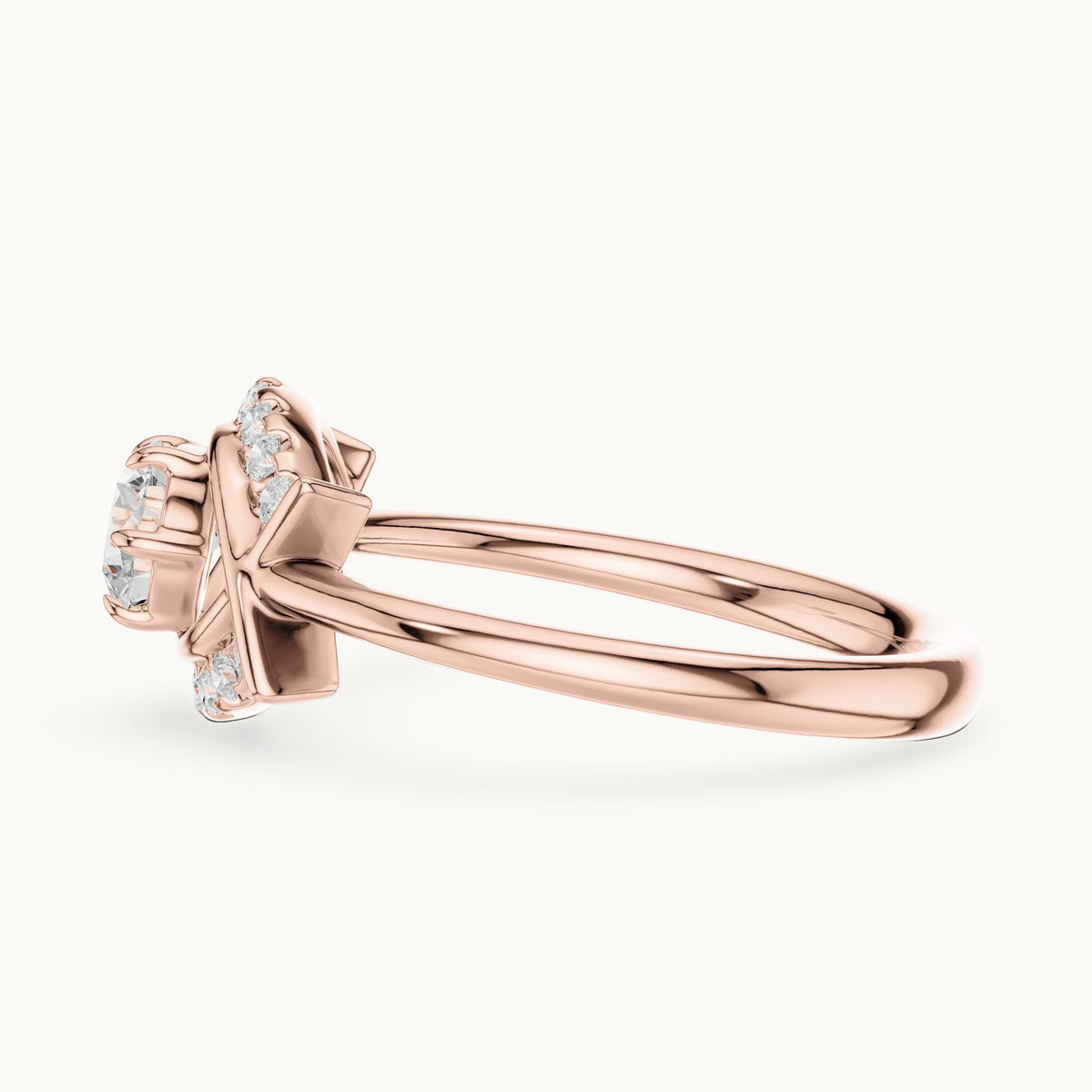 Round lab-grown diamond eye motif ring in rose gold, 0.64 CT TW, view 3