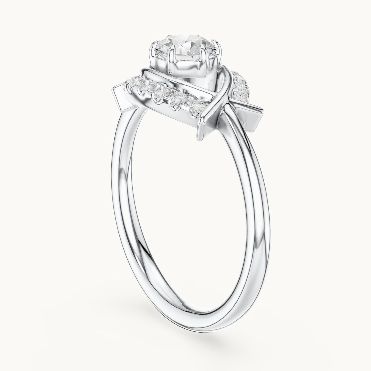 Round lab-grown diamond eye motif ring in white gold, 0.64 CT TW, view 1