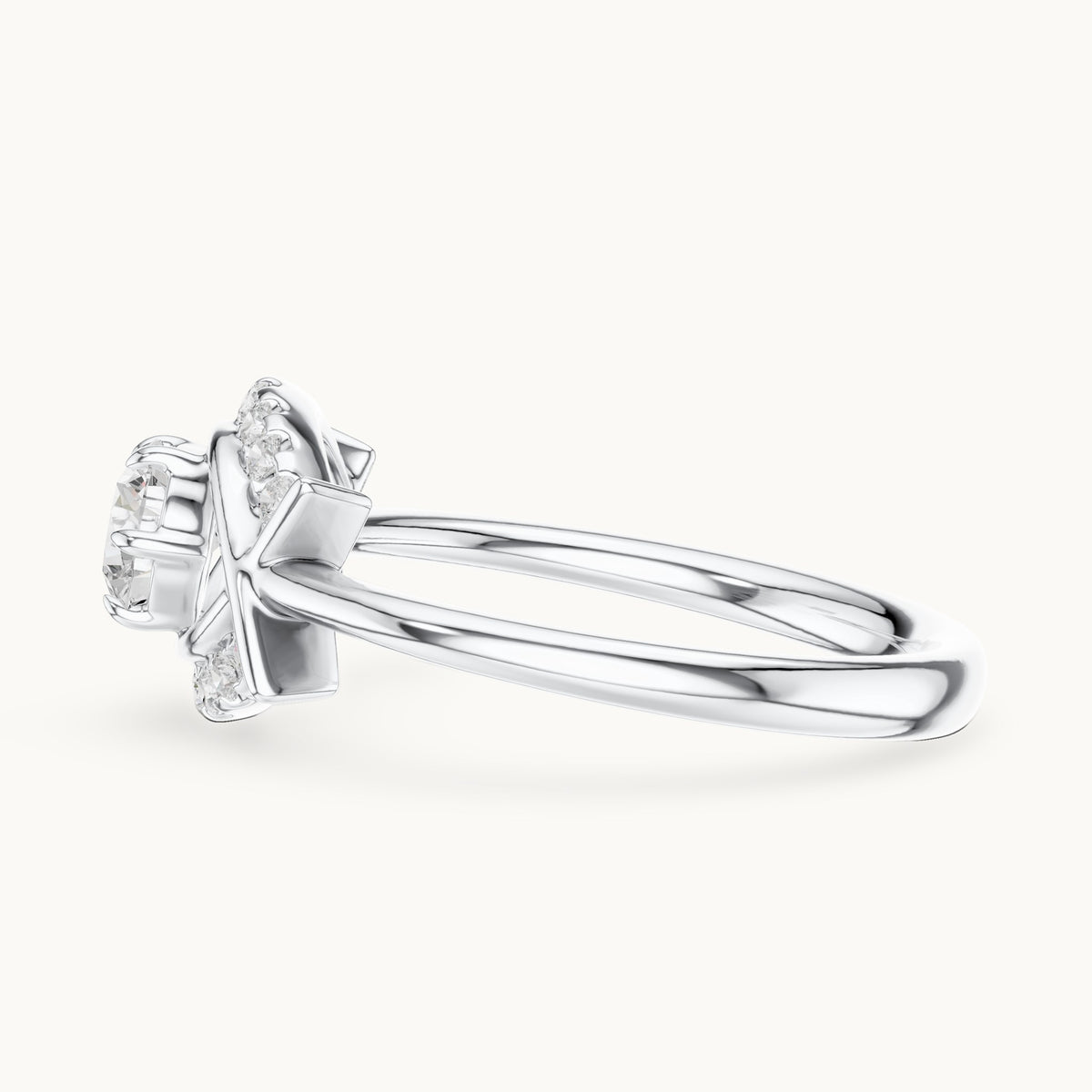 Round lab-grown diamond eye motif ring in white gold, 0.64 CT TW, view 3