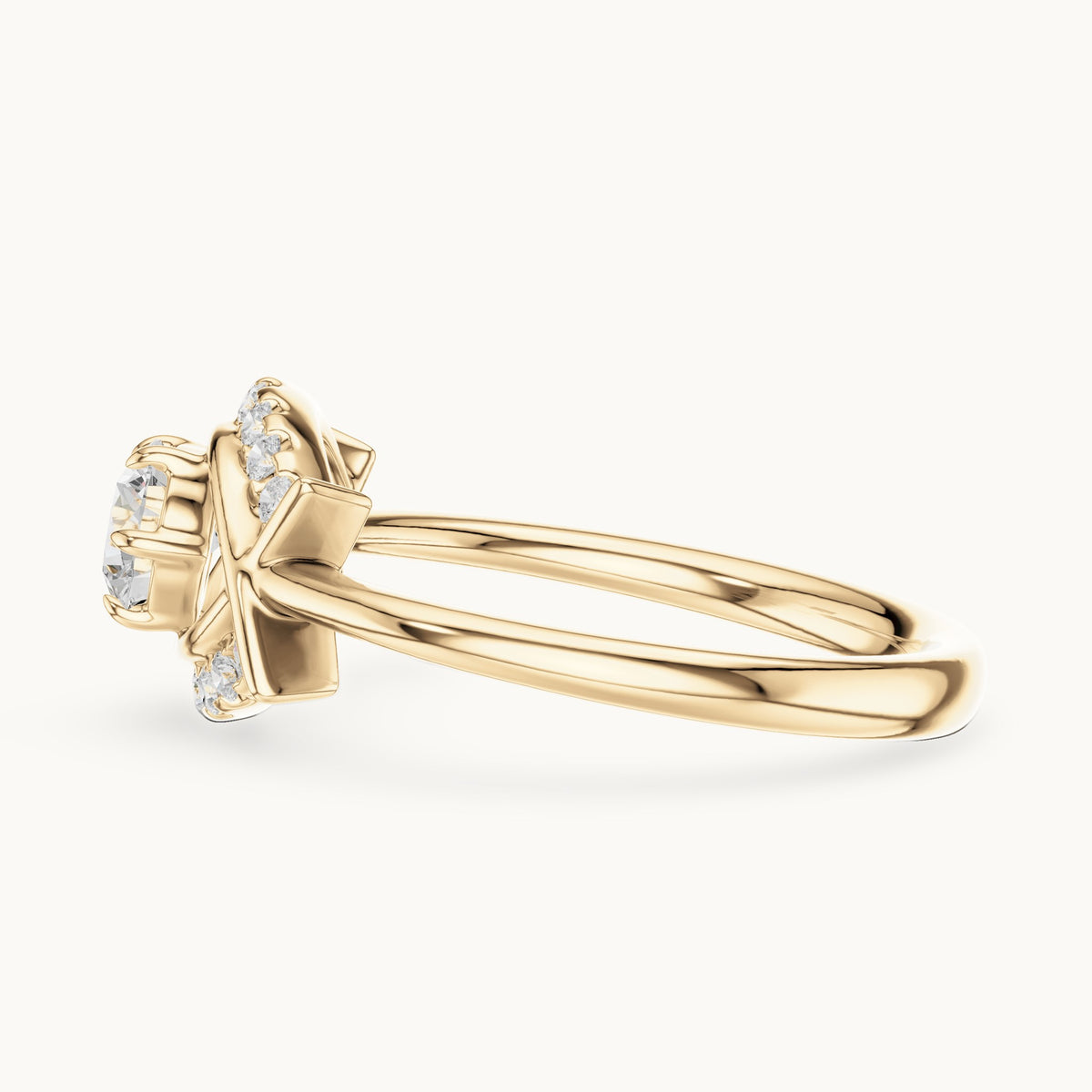 Round lab-grown diamond eye motif ring in yellow gold, 0.64 CT TW, view 3