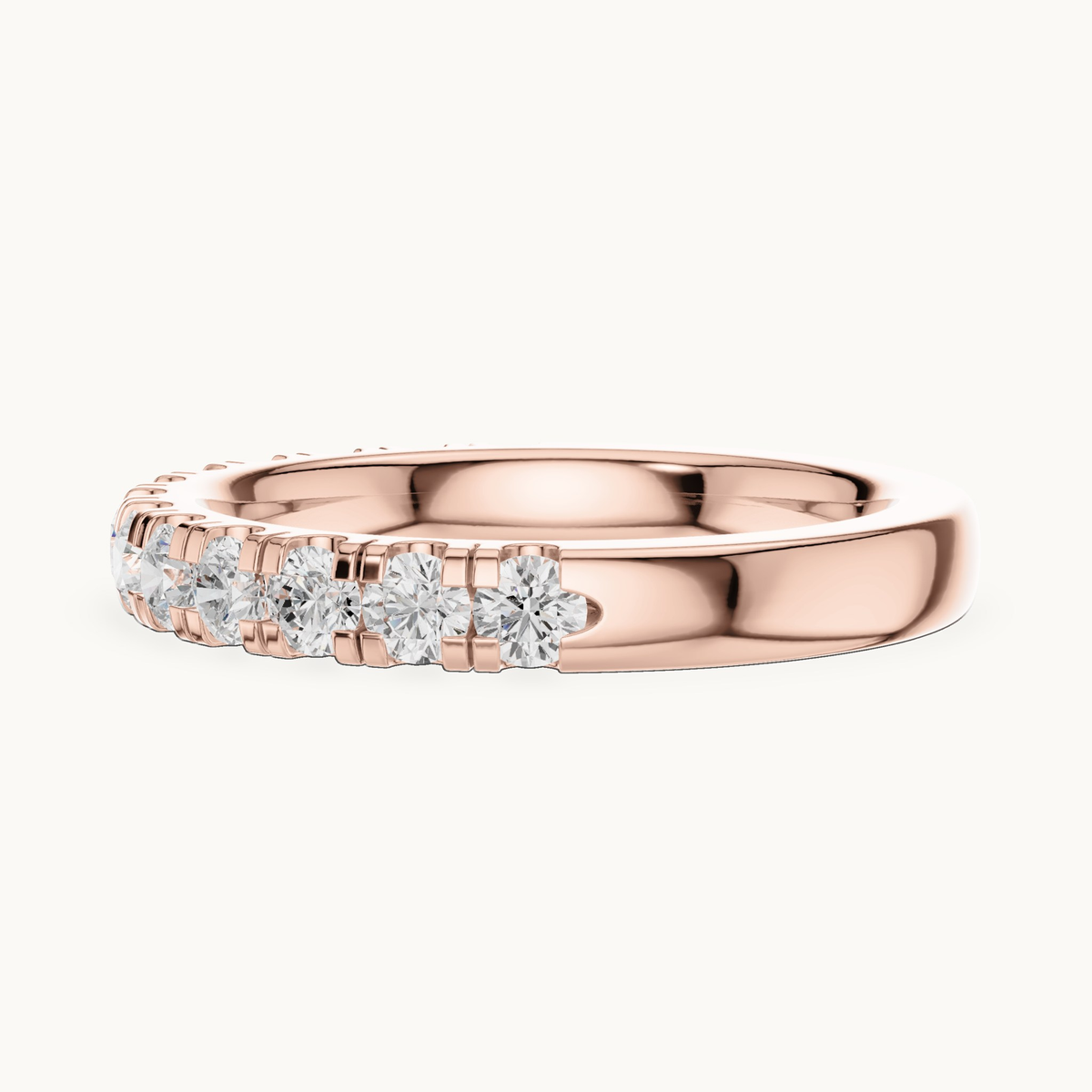 Round lab-grown diamond half eternity band in 14K rose gold, 0.78 CT TW, view 3