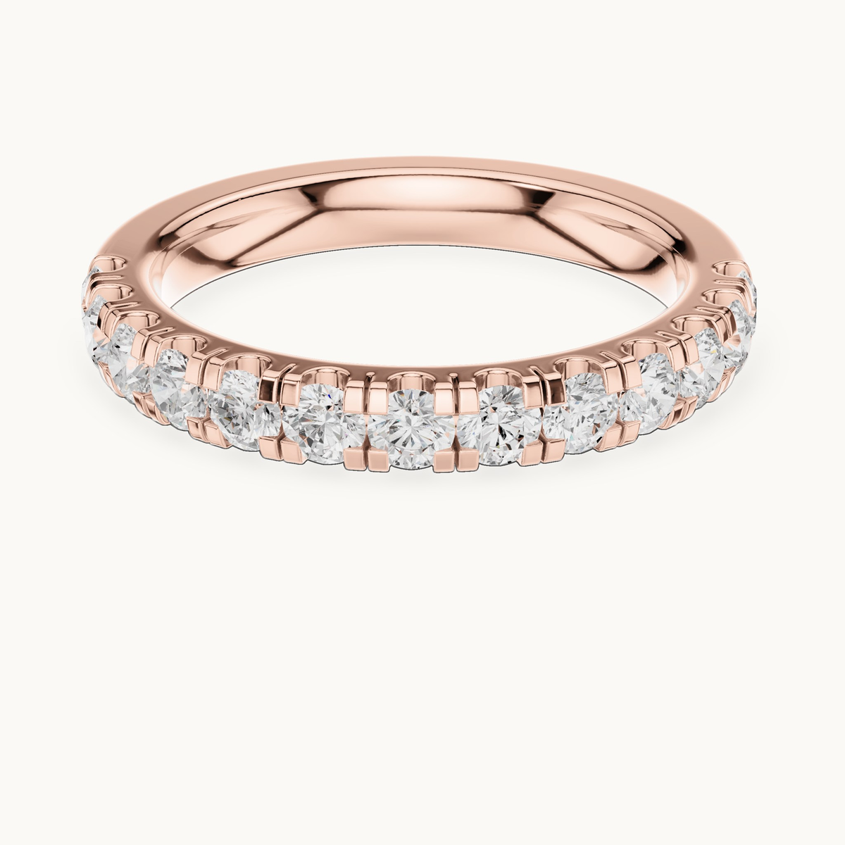 Round lab-grown diamond half eternity band in 14K rose gold, 0.78 CT TW, view 4