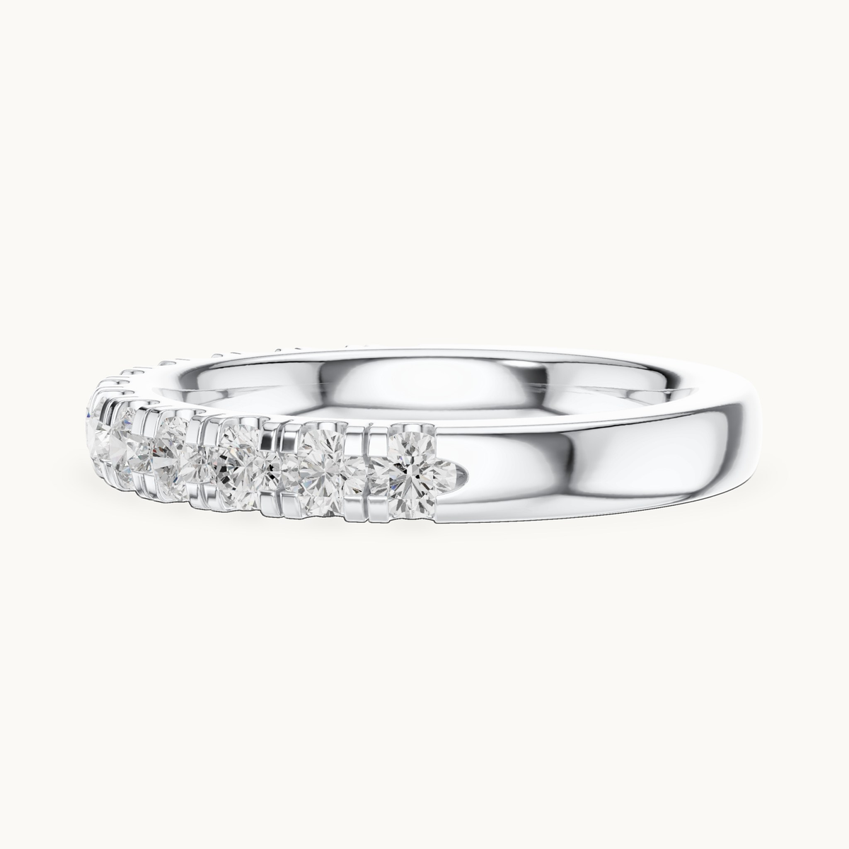Round lab-grown diamond half eternity band in 14K white gold, 0.78 CT TW, view 3