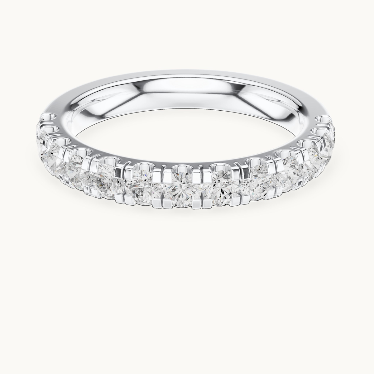 Round lab-grown diamond half eternity band in 14K white gold, 0.78 CT TW, view 4