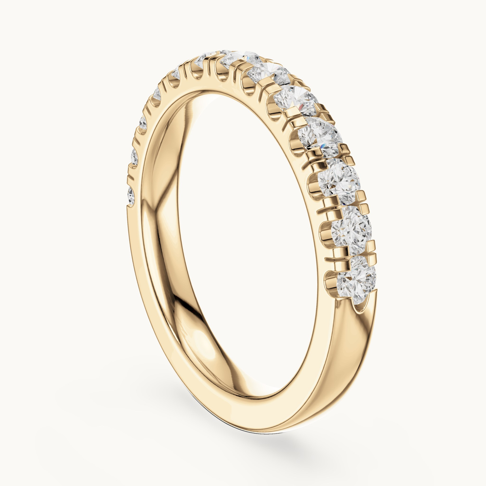 Round lab-grown diamond half eternity band in 14K yellow gold, 0.78 CT TW, view 1