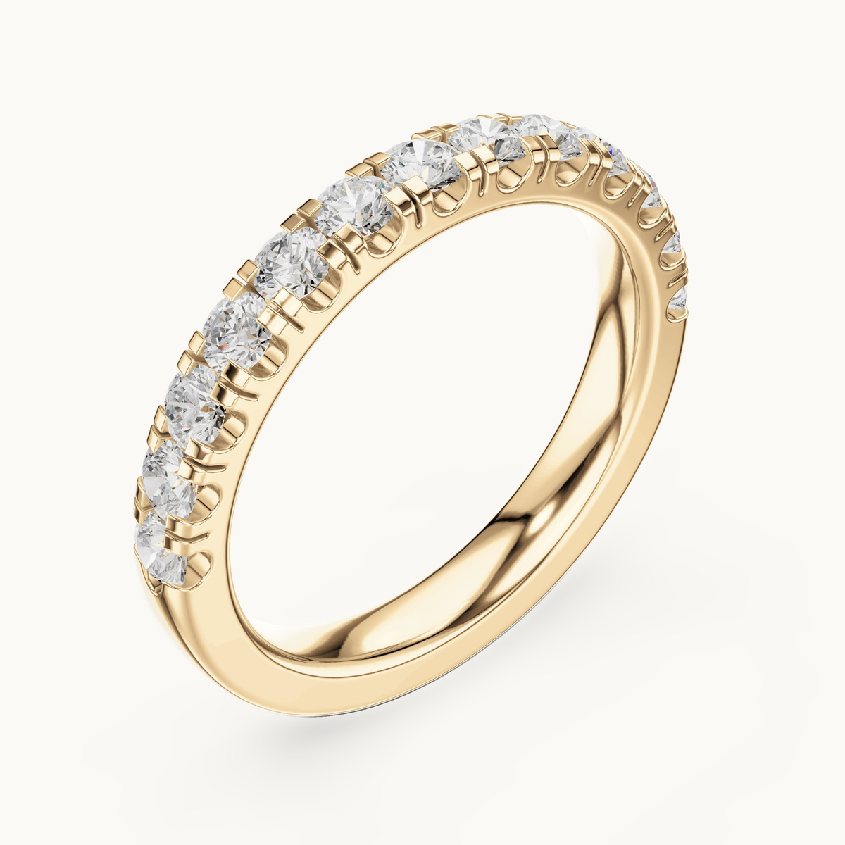 Round lab-grown diamond half eternity band in 14K yellow gold, 0.78 CT TW, view 2