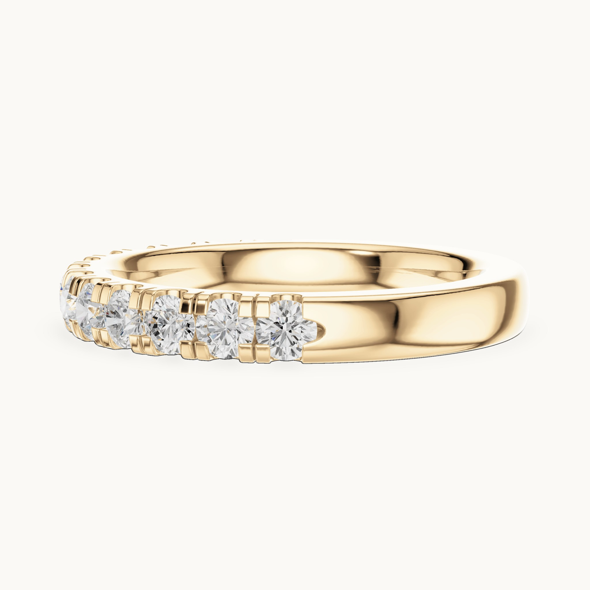 Round lab-grown diamond half eternity band in 14K yellow gold, 0.78 CT TW, view 3