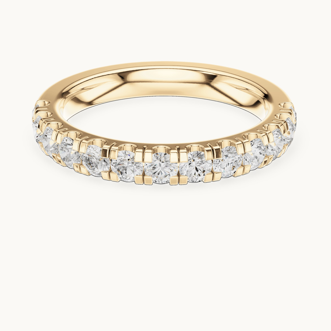 Round lab-grown diamond half eternity band in 14K yellow gold, 0.78 CT TW, view 4
