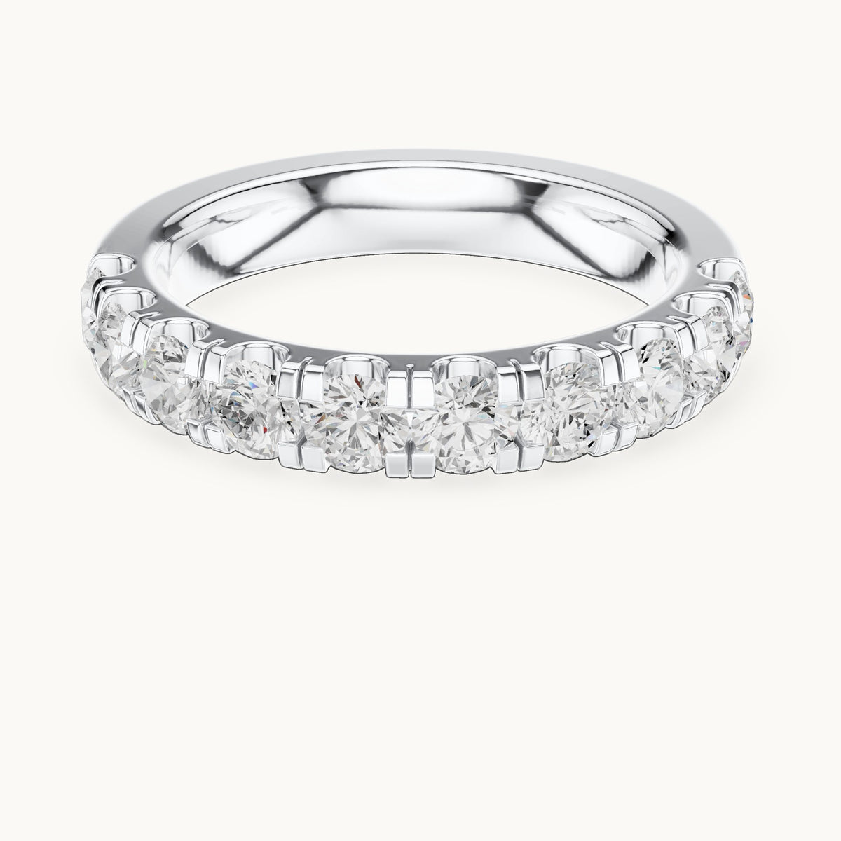 Round lab-grown diamond half eternity band in white gold, 1.10 CT TW, view 4