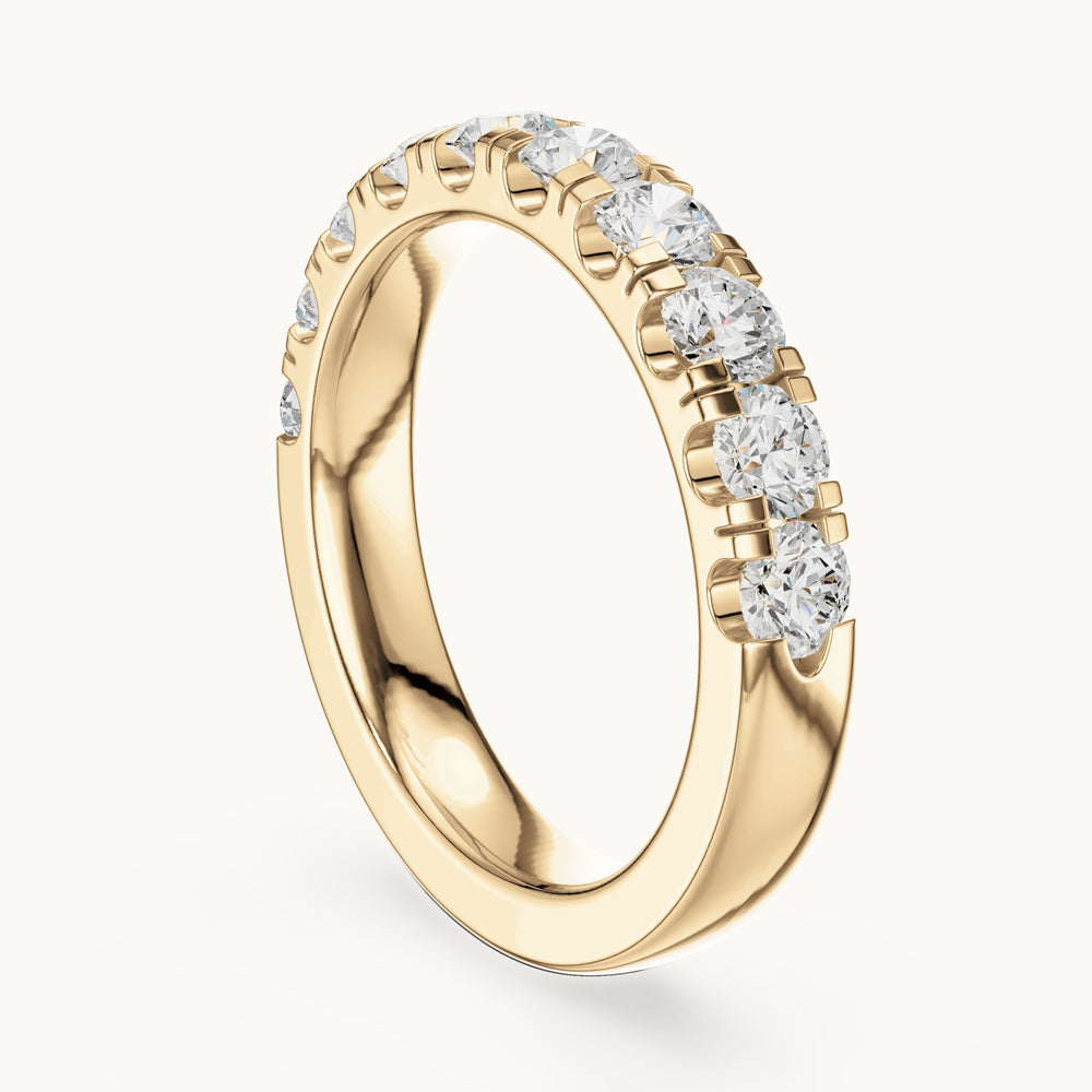 Round lab-grown diamond half eternity band in yellow gold, 1.10 CT TW, view 1