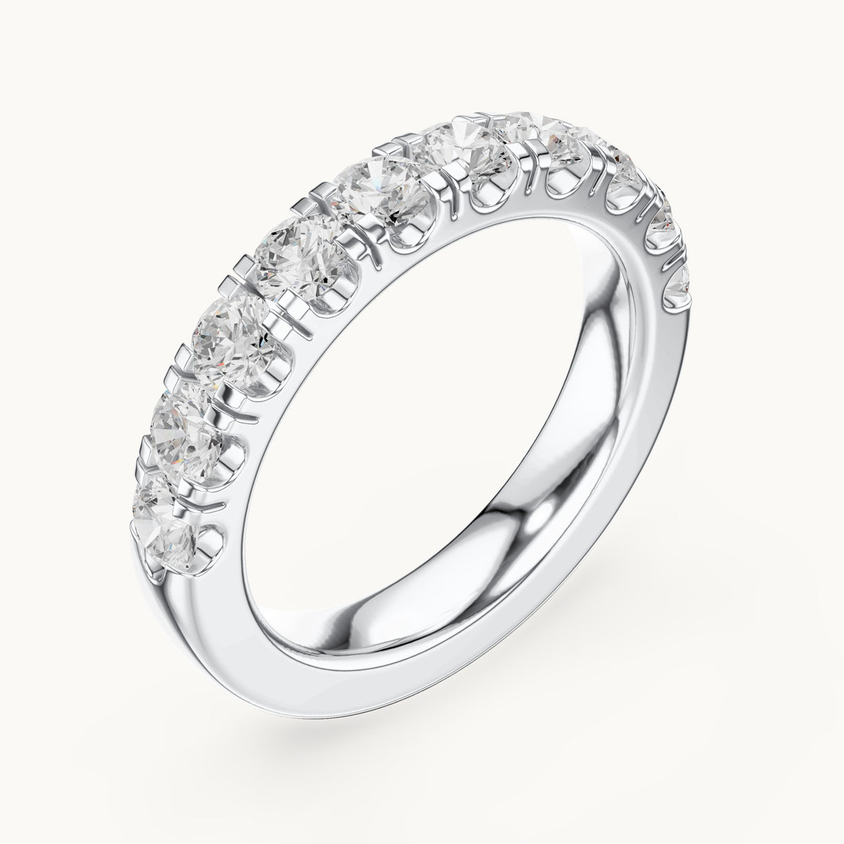 Round lab-grown diamond half eternity band in white gold, 1.23 CT TW, view 2