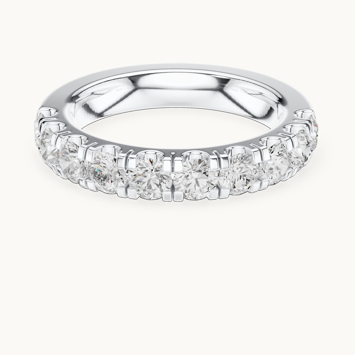 Round lab-grown diamond half eternity band in white gold, 1.23 CT TW, view 4