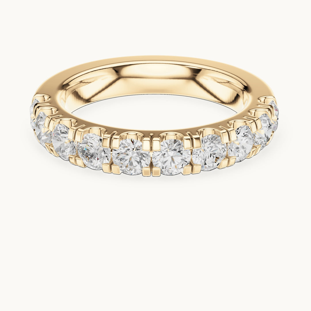 Round lab-grown diamond half eternity band in yellow gold, 1.23 CT TW, view 4