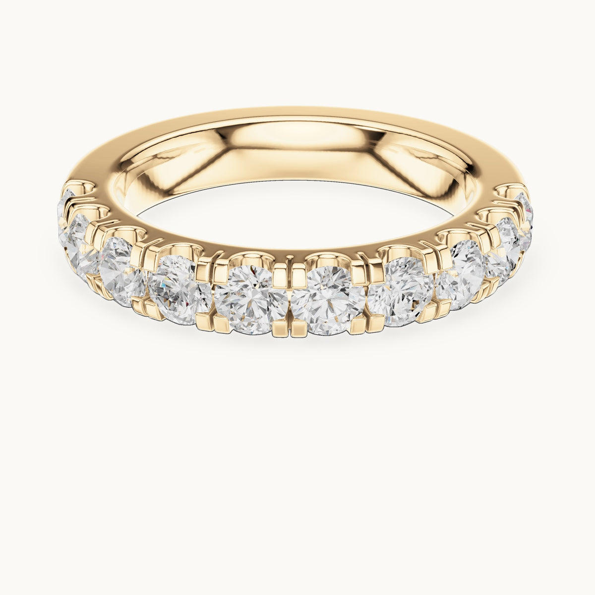 Round lab-grown diamond half eternity band in yellow gold, 1.23 CT TW, view 4