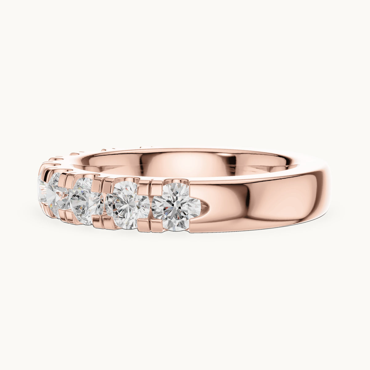 Round lab-grown diamond half eternity band in rose gold, 1.48 CT TW, view 3