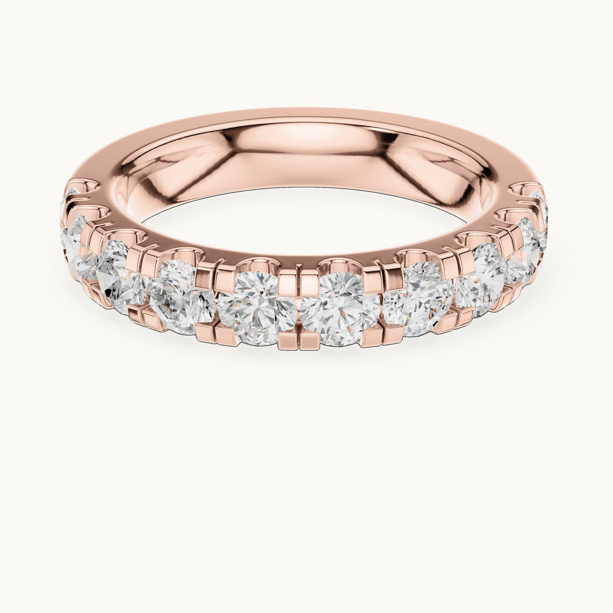Round lab-grown diamond half eternity band in rose gold, 1.48 CT TW, view 4
