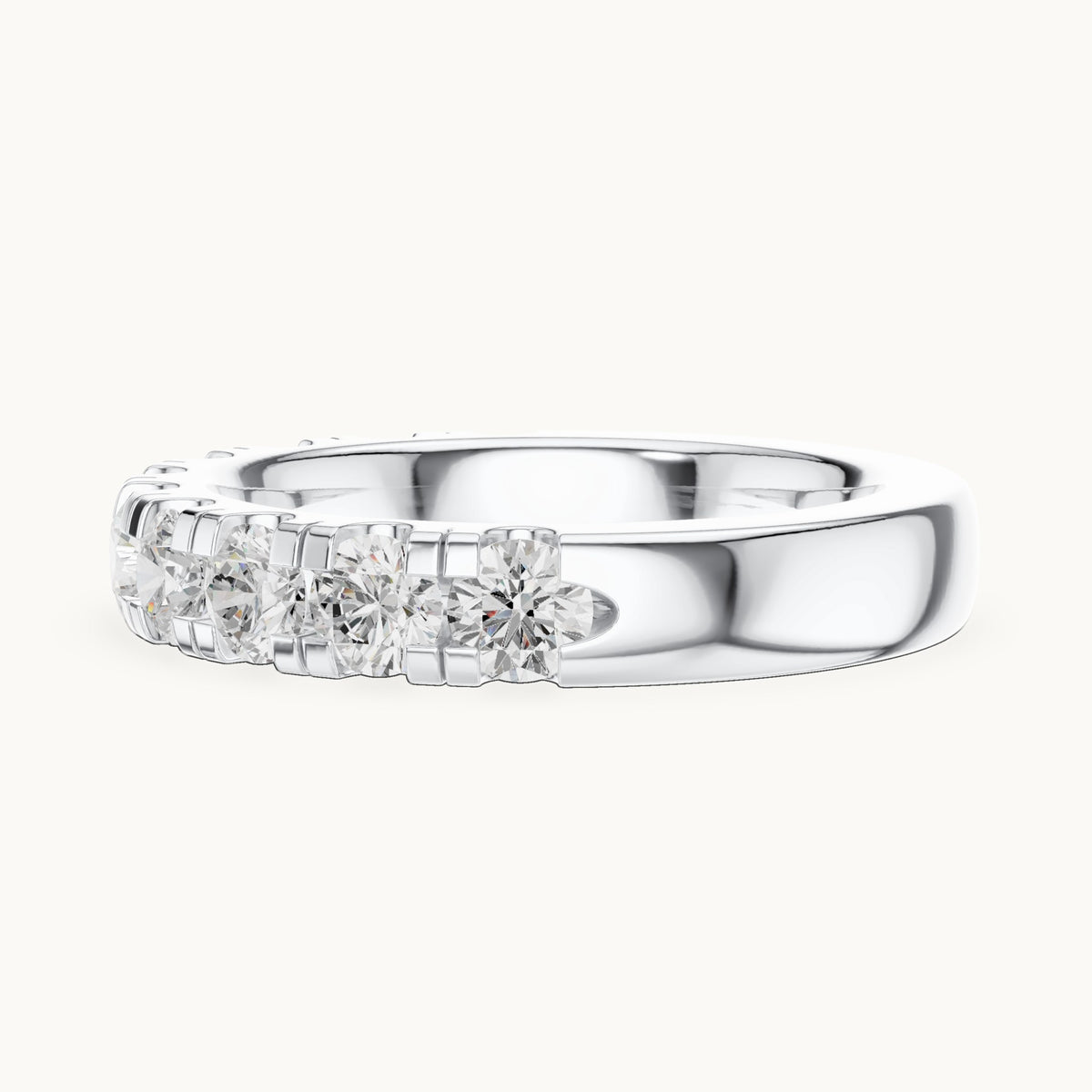 Round lab-grown diamond half eternity band in white gold, 1.48 CT TW, view 3