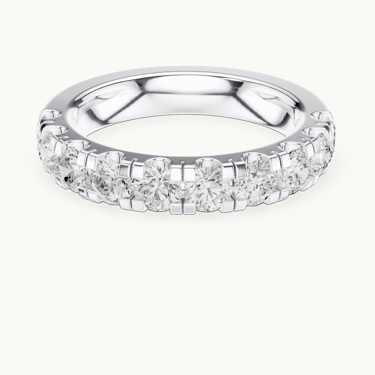 Round lab-grown diamond half eternity band in white gold, 1.48 CT TW, view 4