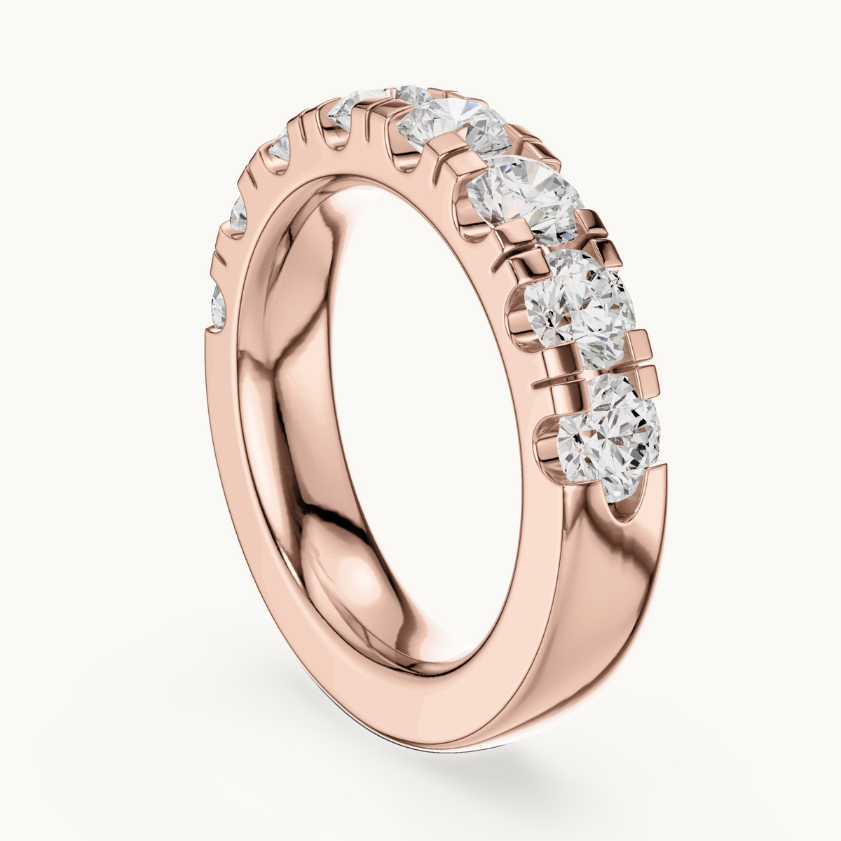 Round lab-grown diamond half eternity band in 14K rose gold, 2.40 CT TW, view 1