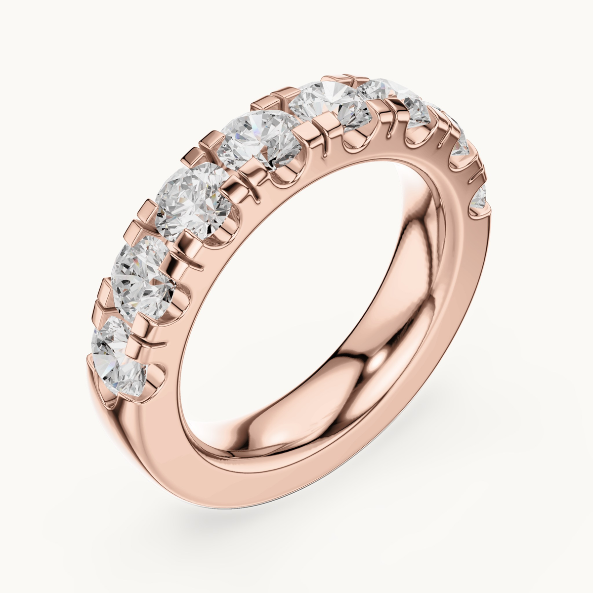 Round lab-grown diamond half eternity band in 14K rose gold, 2.40 CT TW, view 2