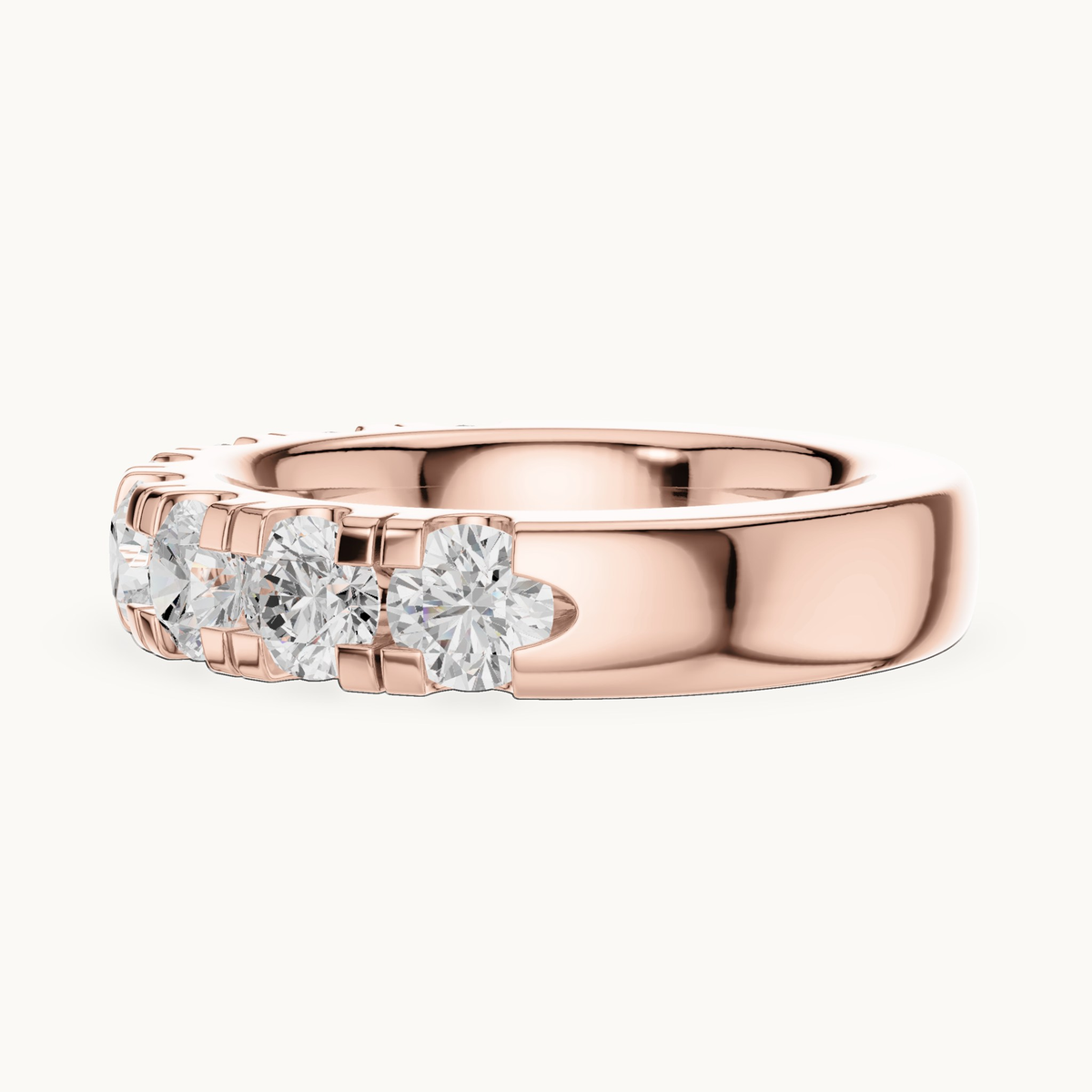 Round lab-grown diamond half eternity band in 14K rose gold, 2.40 CT TW, view 3