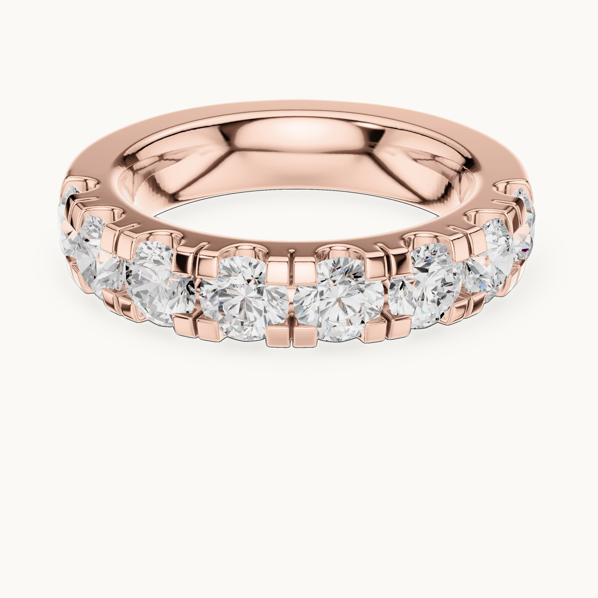 Round lab-grown diamond half eternity band in 14K rose gold, 2.40 CT TW, view 4
