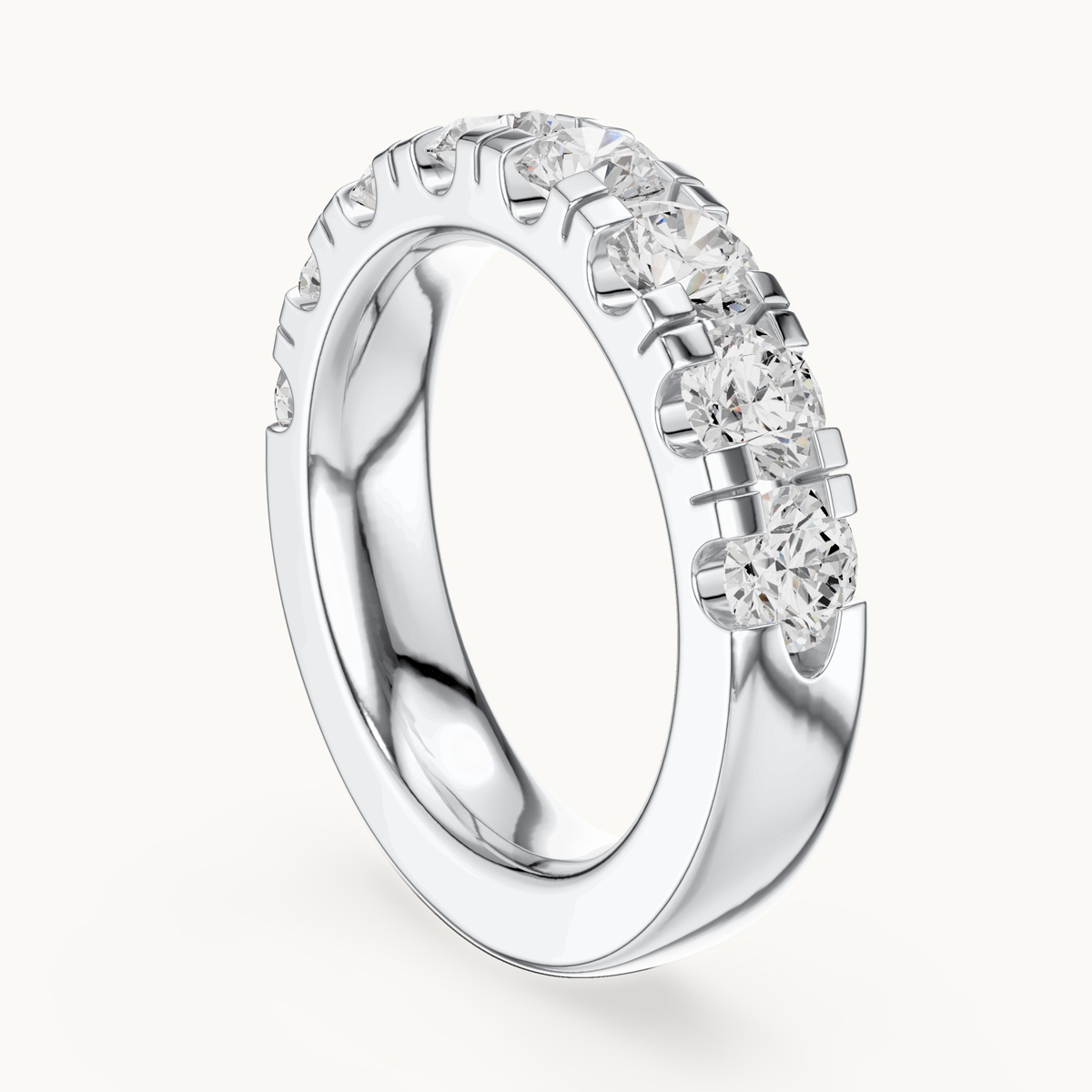 Round lab-grown diamond half eternity band in 14K white gold, 2.40 CT TW, view 1