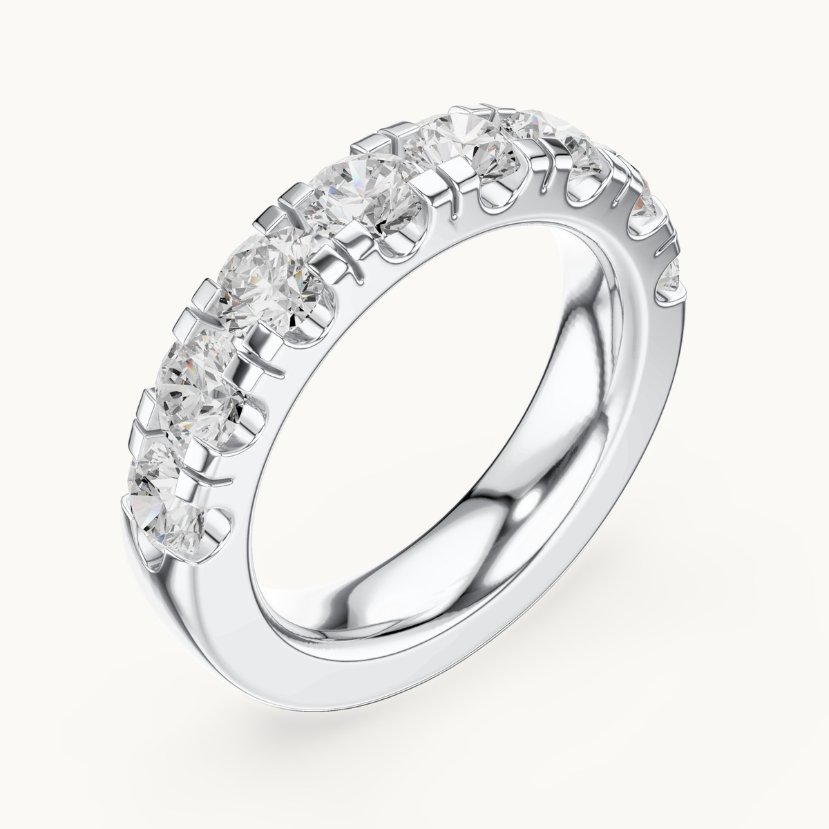 Round lab-grown diamond half eternity band in 14K white gold, 2.40 CT TW, view 2