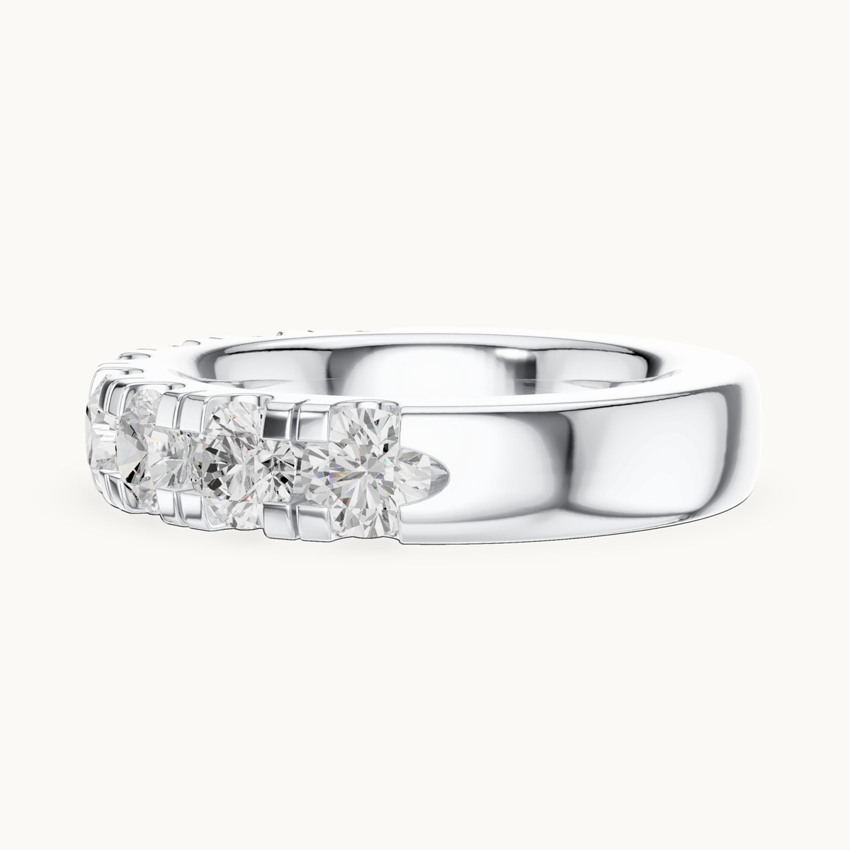 Round lab-grown diamond half eternity band in 14K white gold, 2.40 CT TW, view 3