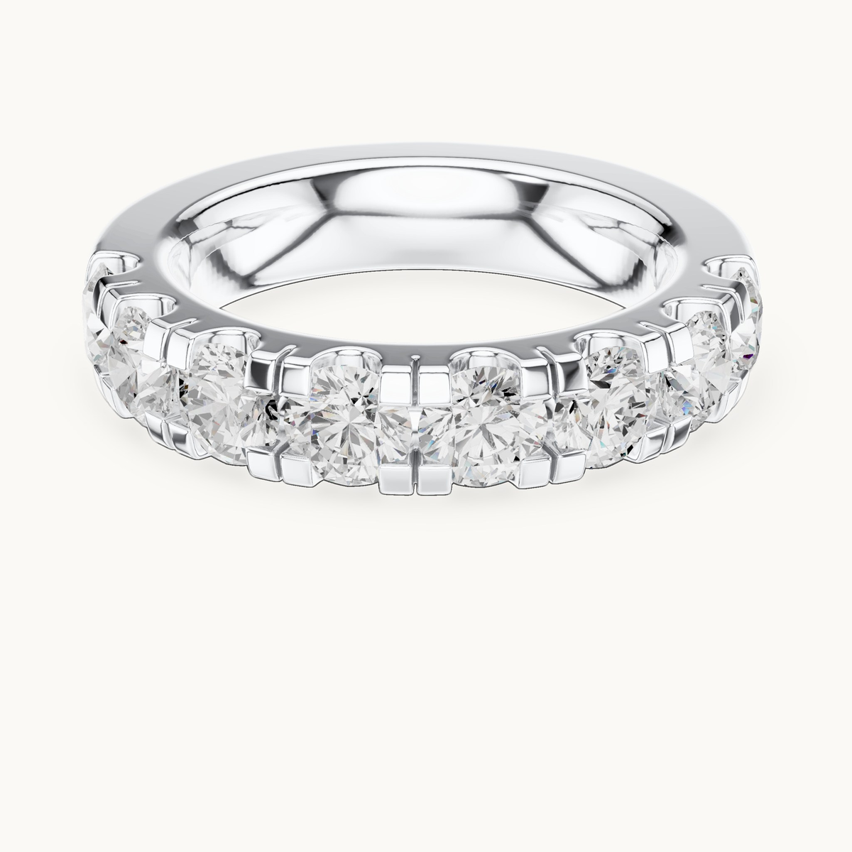 Round lab-grown diamond half eternity band in 14K white gold, 2.40 CT TW, view 4