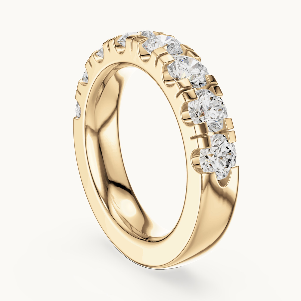 Round lab-grown diamond half eternity band in 14K yellow gold, 2.40 CT TW, view 1