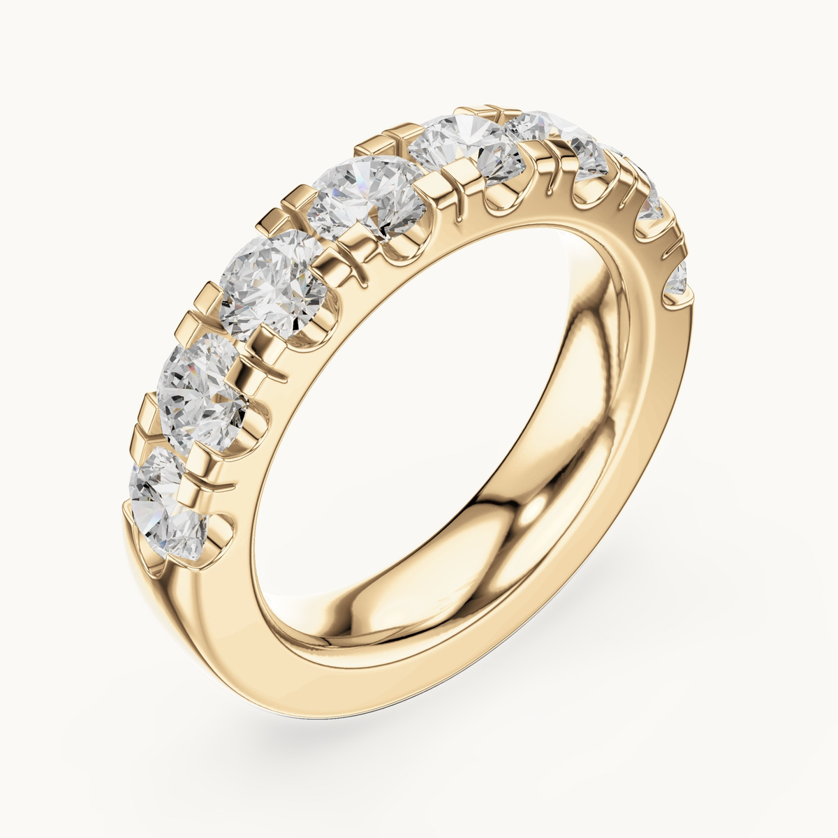 Round lab-grown diamond half eternity band in 14K yellow gold, 2.40 CT TW, view 2