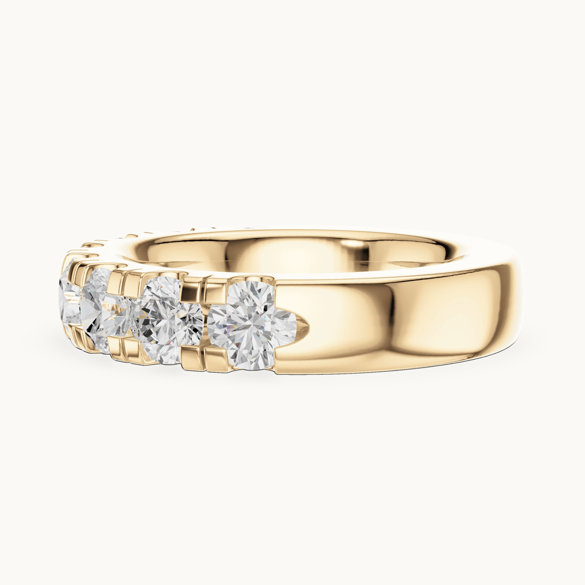 Round lab-grown diamond half eternity band in 14K yellow gold, 2.40 CT TW, view 3