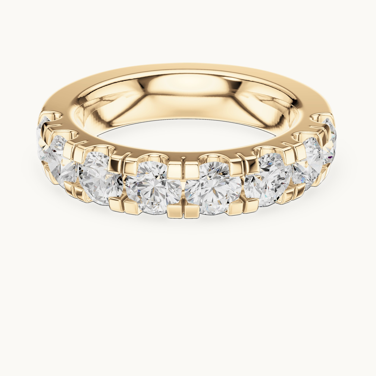 Round lab-grown diamond half eternity band in 14K yellow gold, 2.40 CT TW, view 4