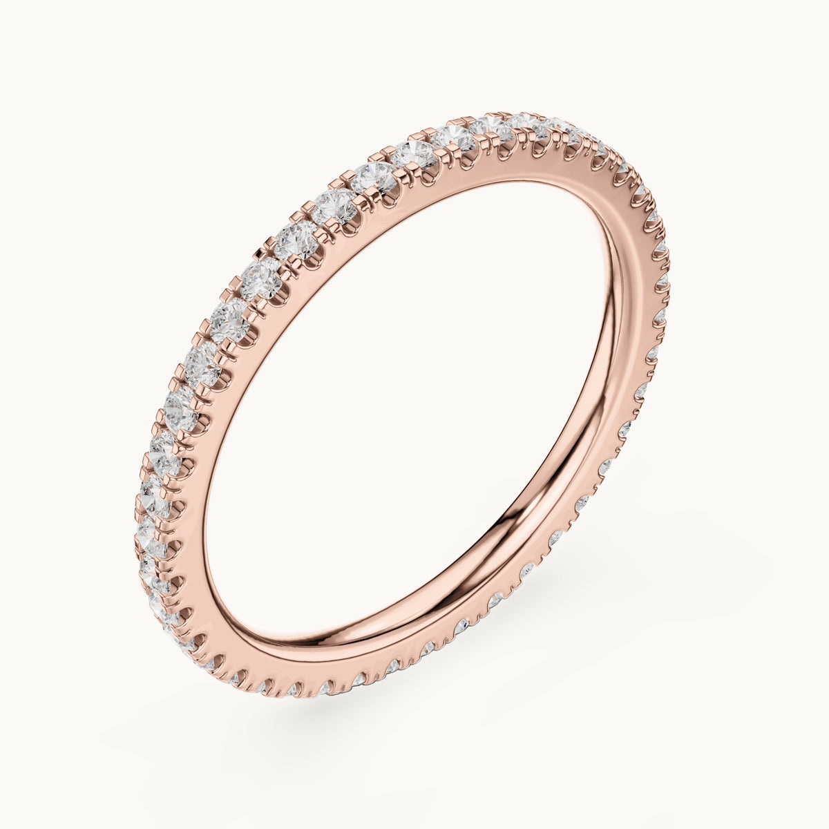 Round lab-grown diamond slim u-prong full eternity band in rose gold, 0.504 CT TW, view 2