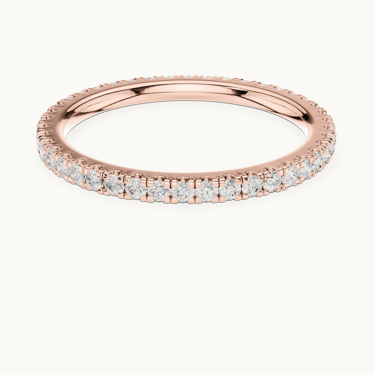 Round lab-grown diamond slim u-prong full eternity band in rose gold, 0.504 CT TW, view 4