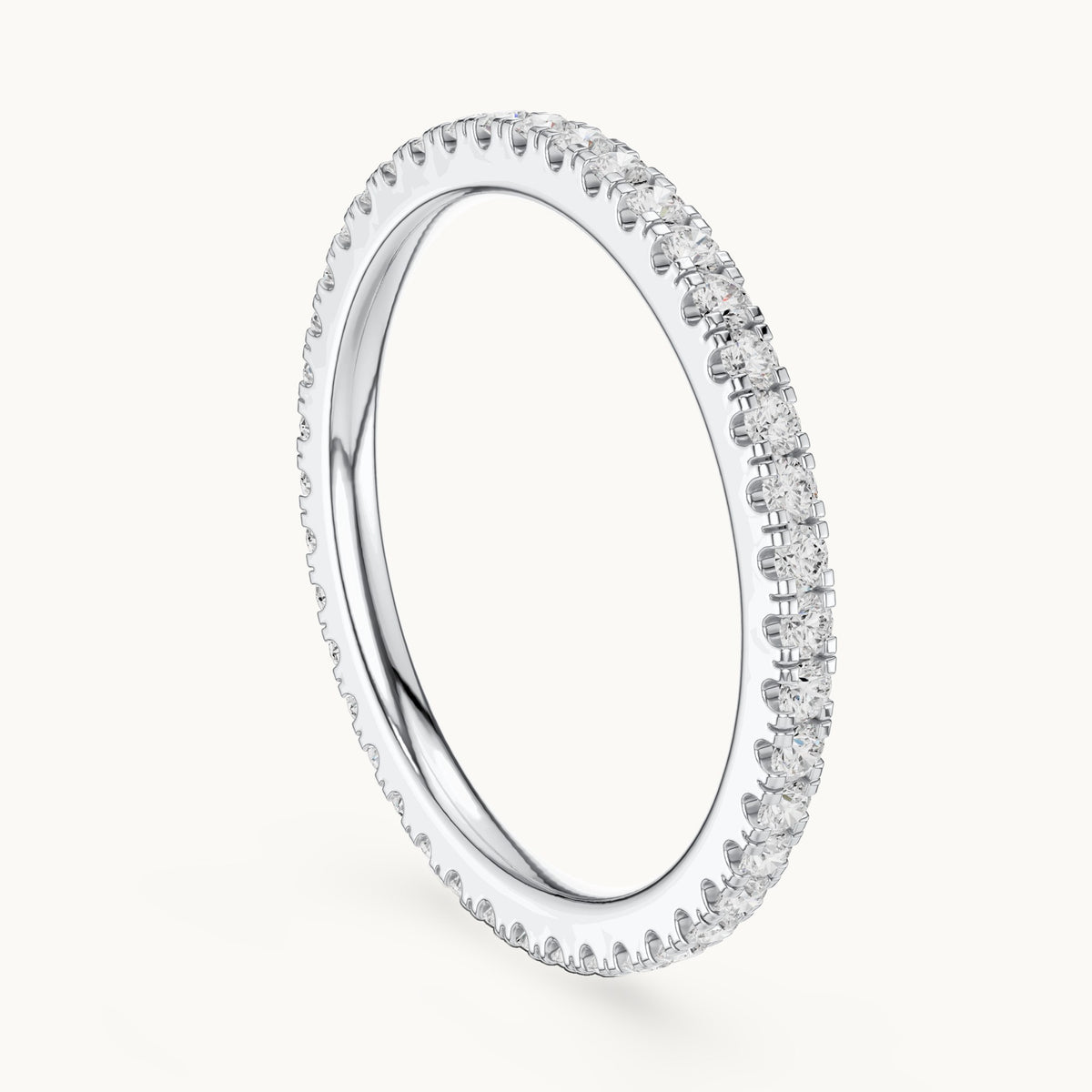 Round lab-grown diamond slim u-prong full eternity band in white gold, 0.504 CT TW, view 1