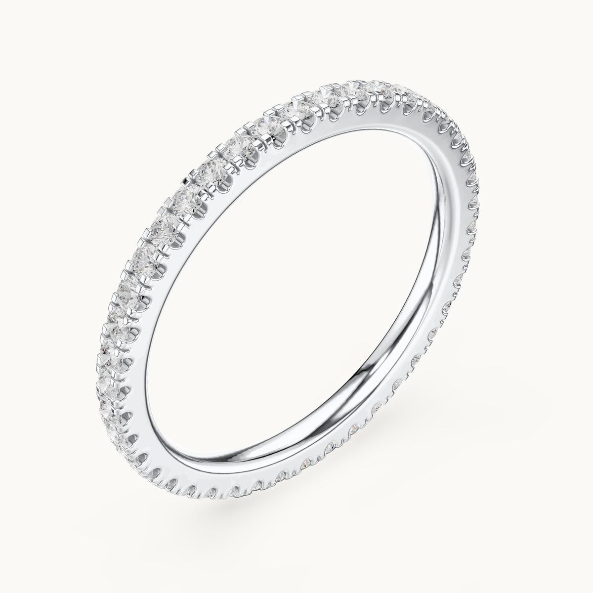 Round lab-grown diamond slim u-prong full eternity band in white gold, 0.504 CT TW, view 2