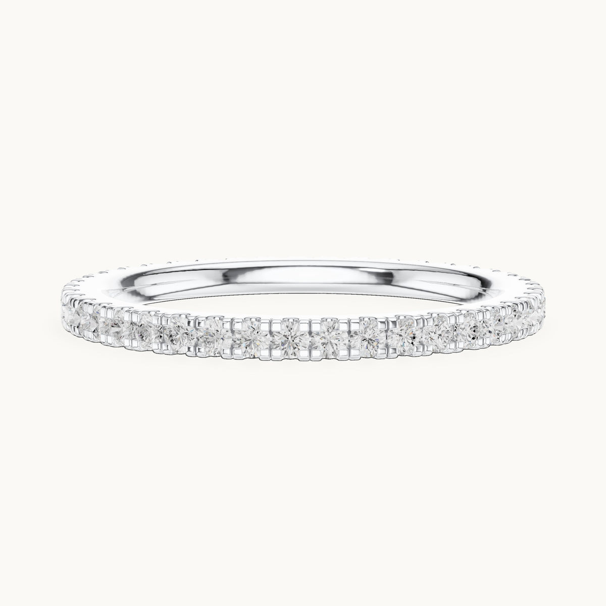 Round lab-grown diamond slim u-prong full eternity band in white gold, 0.504 CT TW, view 3